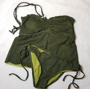 BISOU BISOU Green Lace 2 Piece Swimwear